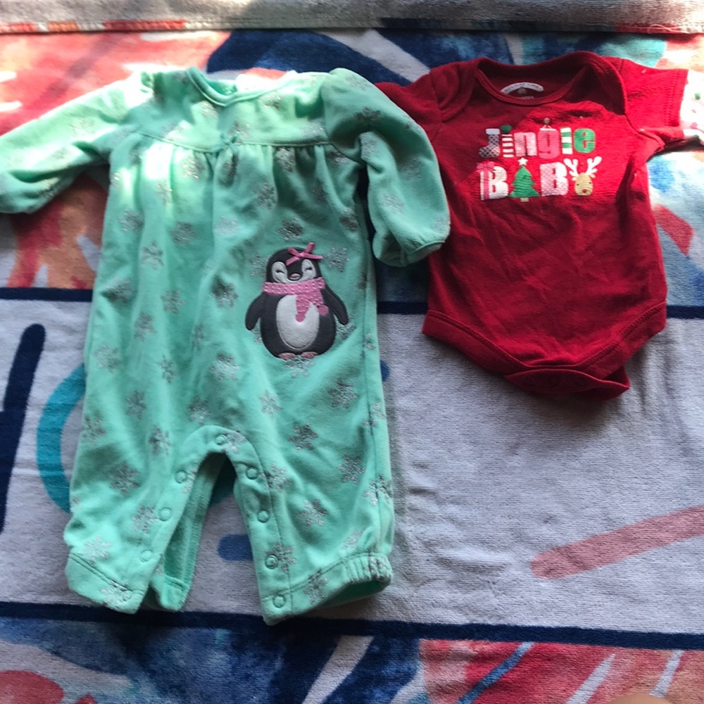 Baby girls Christmas time onesies